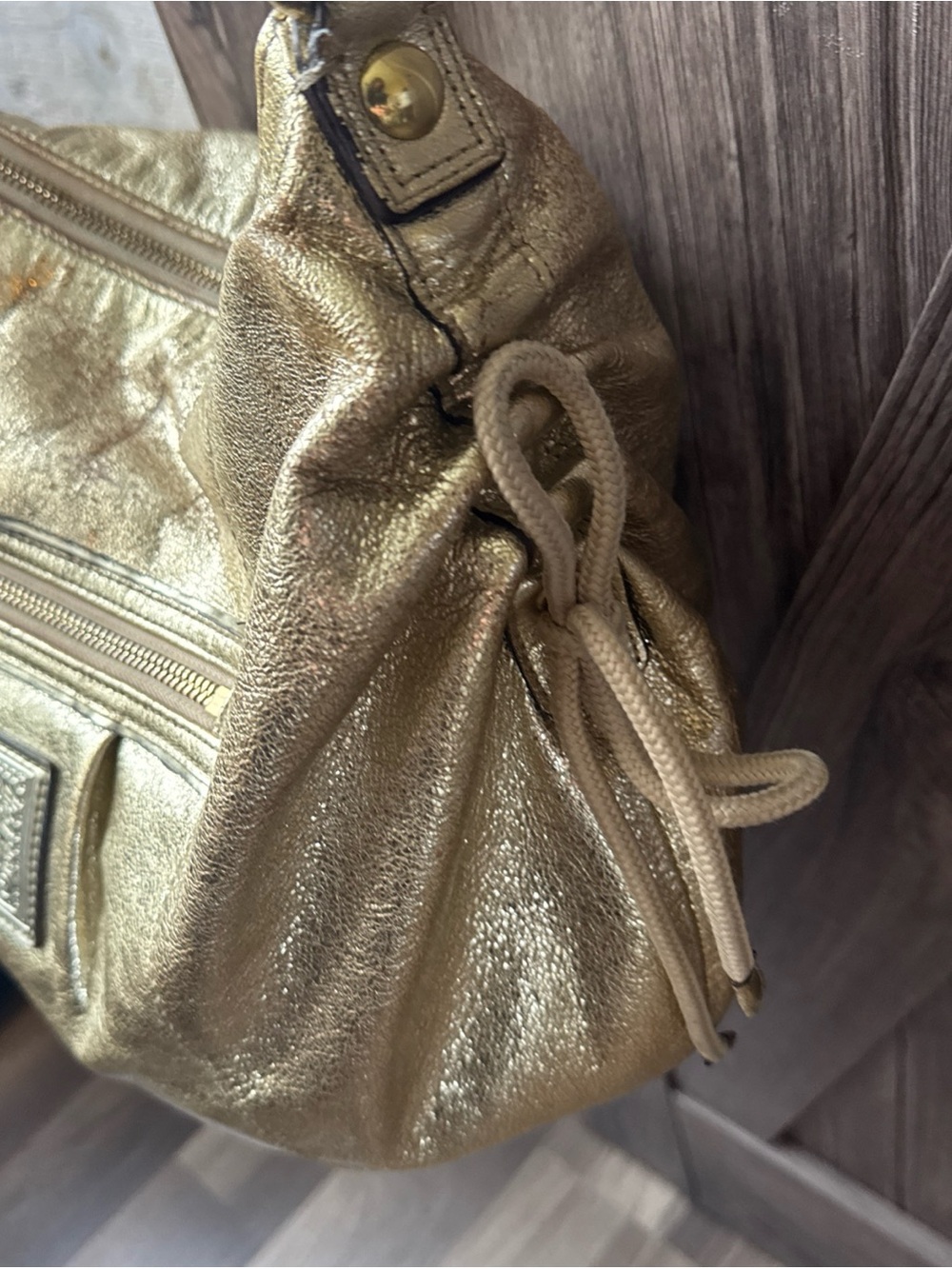 Coach Poppy 2012 Metallic Gold Shoulder Bag with Front Zip Pocket - Picture 4 of 16
